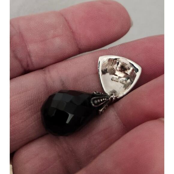 New Box Set Black Onyx 925 J&T Earring and Charm Pendant Silver Tear Drop - Picture 8 of 12